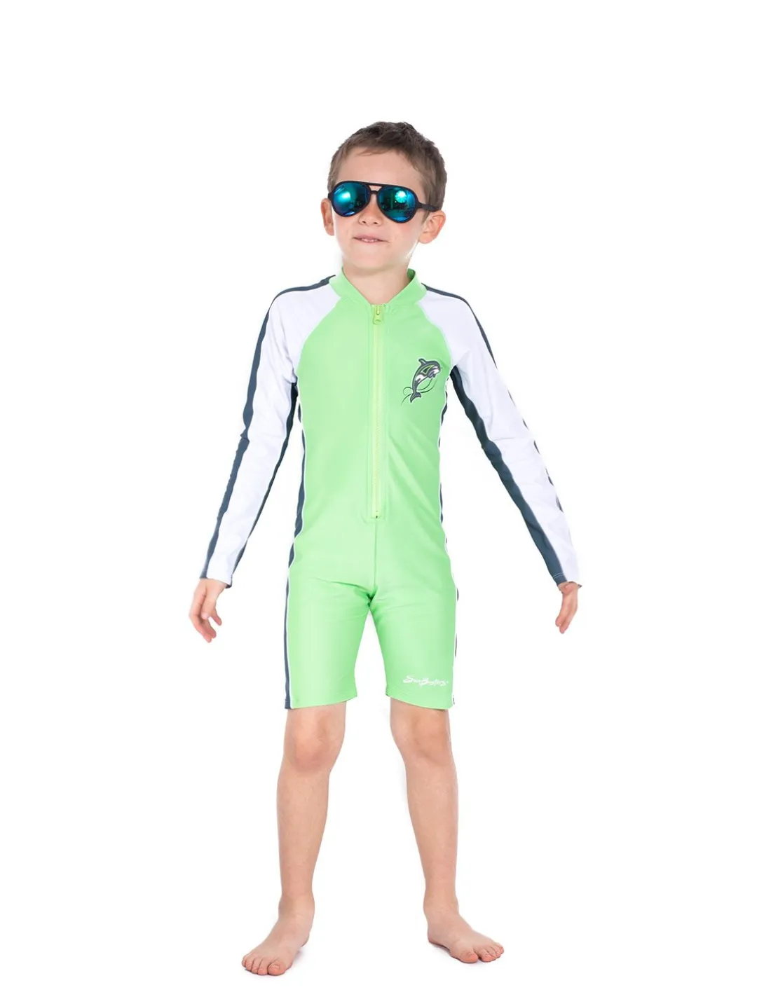Long Sleeve One-Piece Swimsuit - Mantis