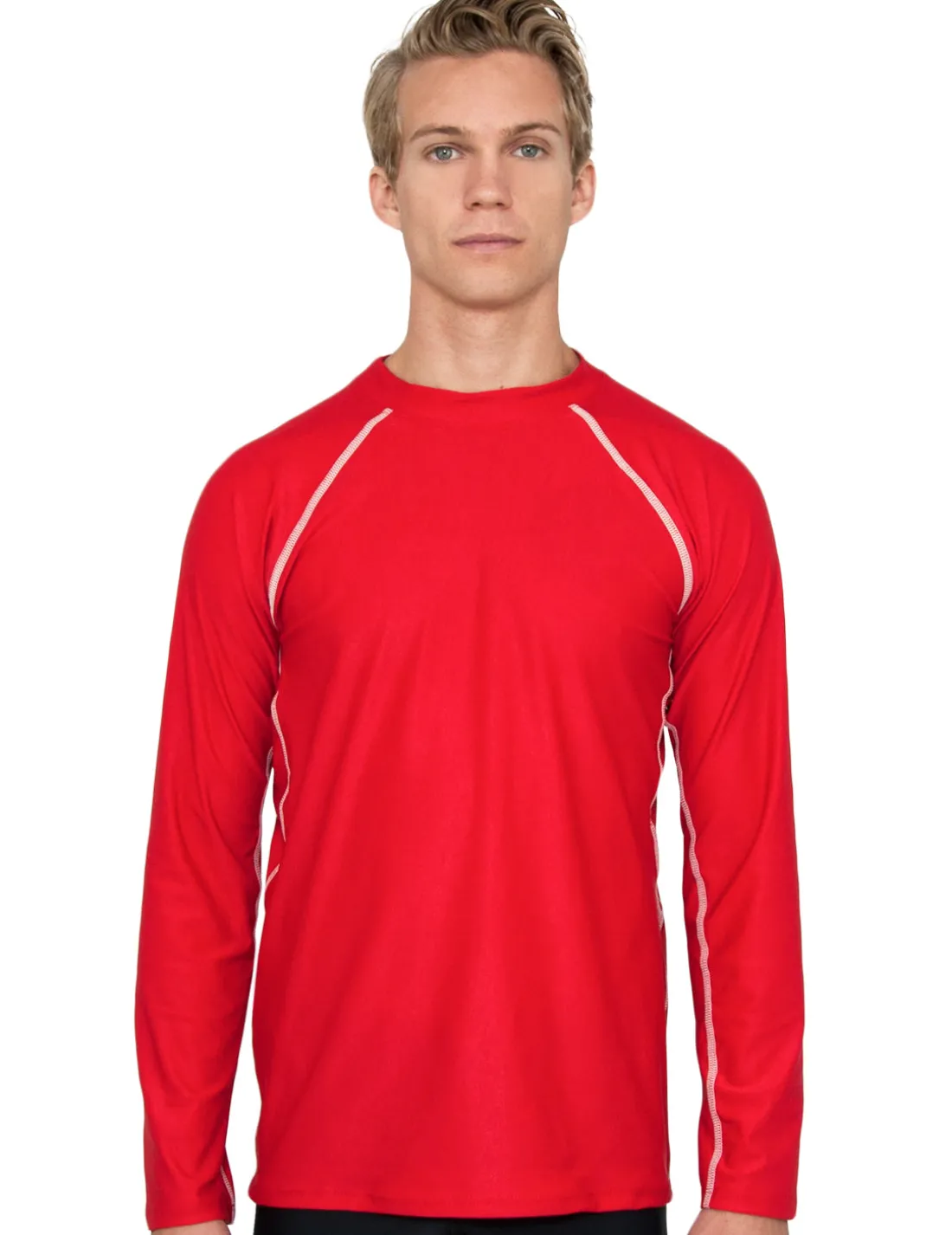 Men's Chlorine Resistant Long Sleeve Rash Guard - Red