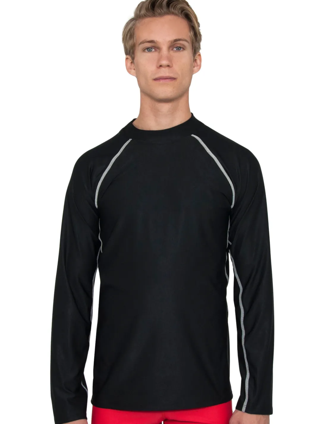 Men's Chlorine Resistant Long Sleeve Rash Guard - Black