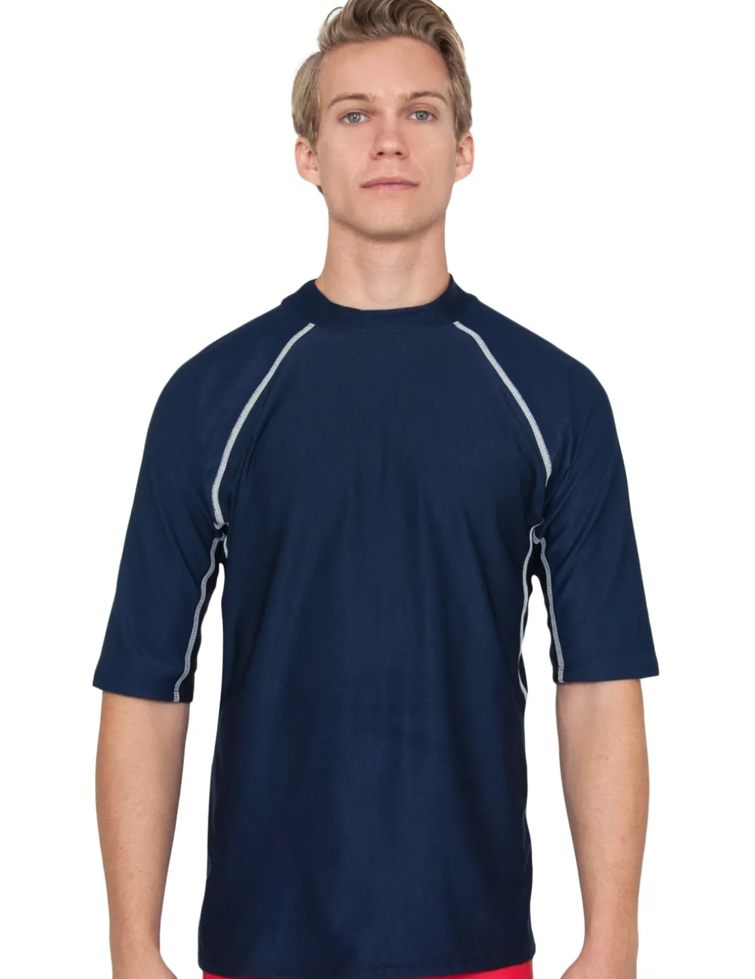 Men's Chlorine Resistant Short Sleeve Rash Guard - Navy