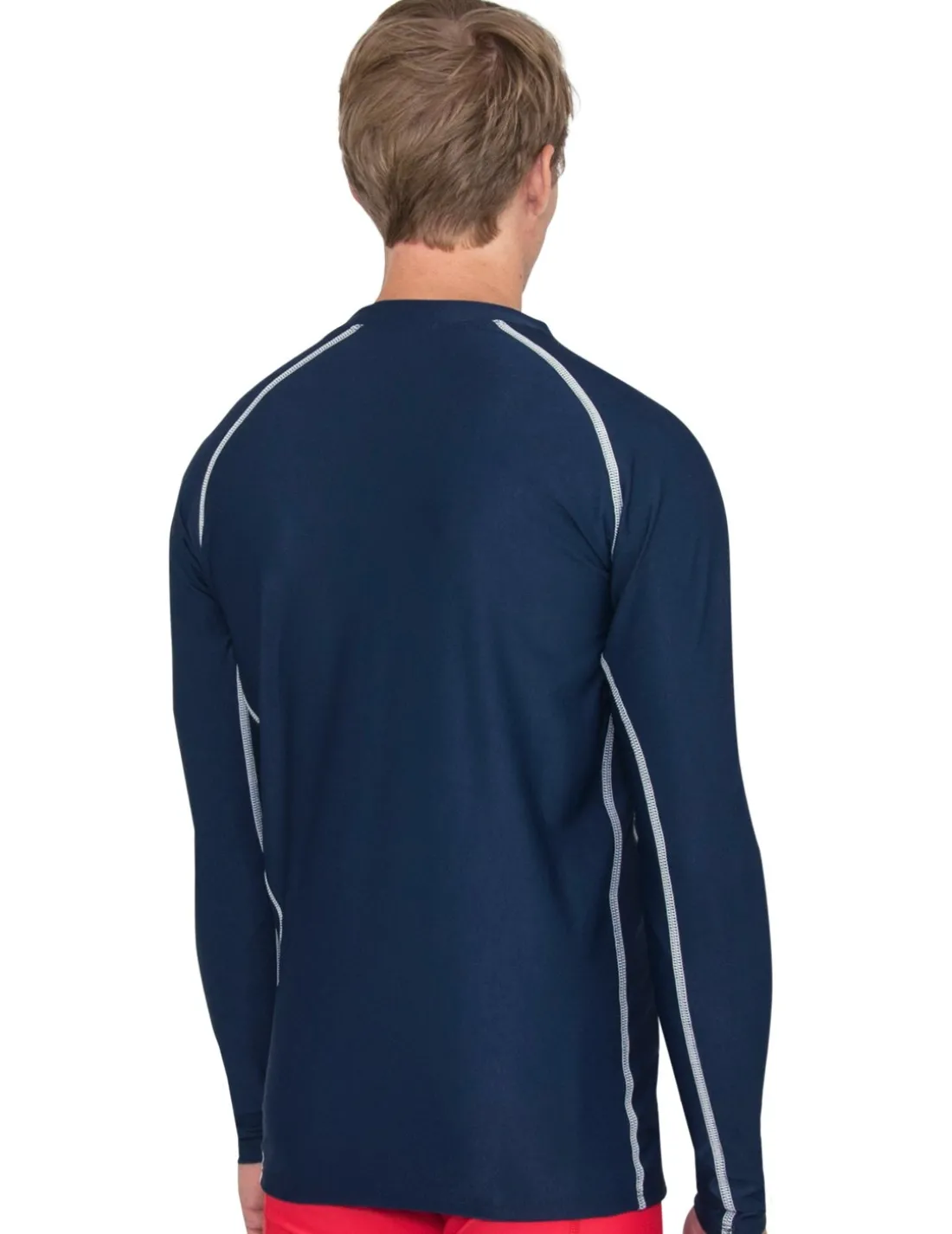 Men's Chlorine Resistant Long Sleeve Zip Rash Guard - Navy