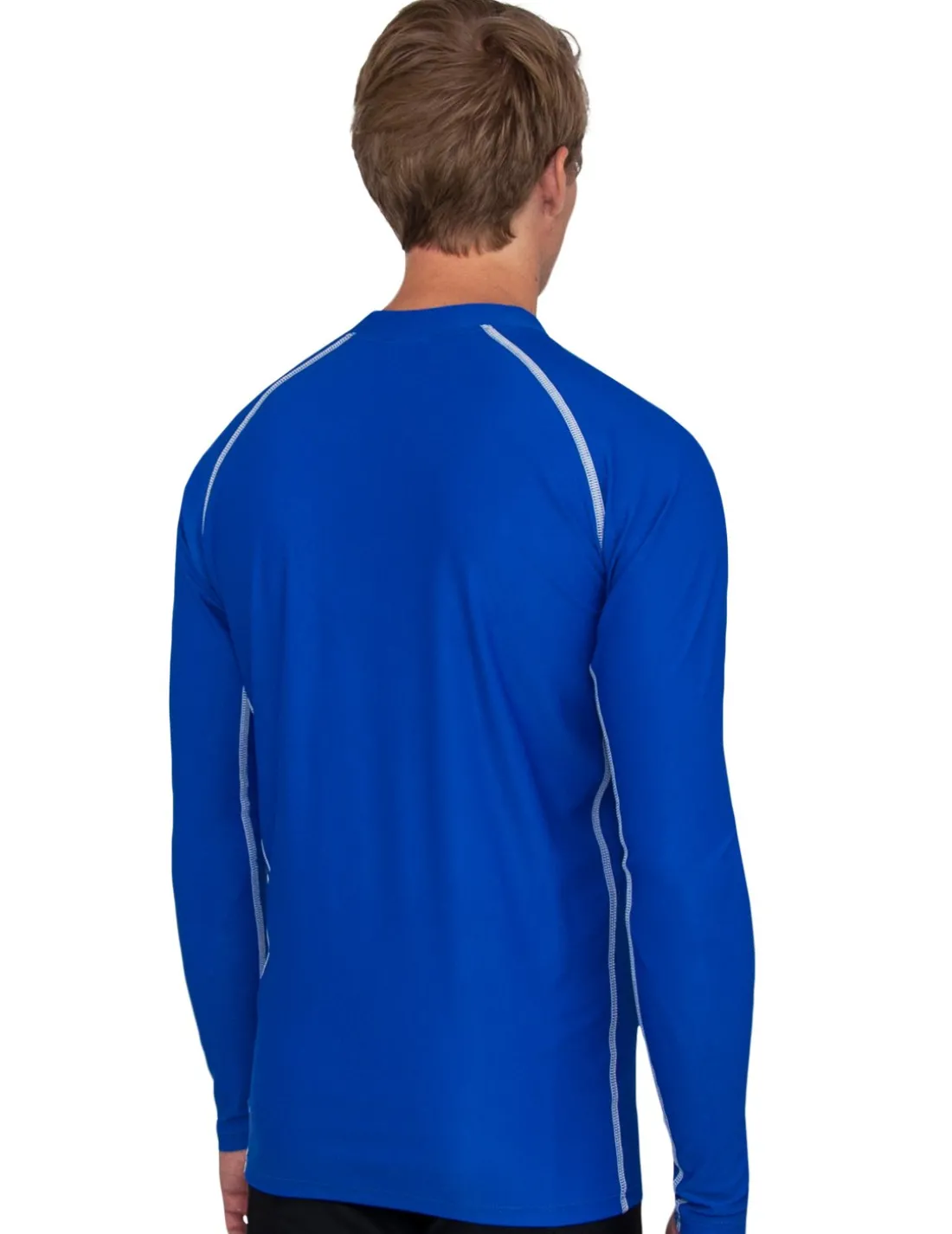 Men's Chlorine Resistant Long Sleeve Zip Rash Guard - Royal