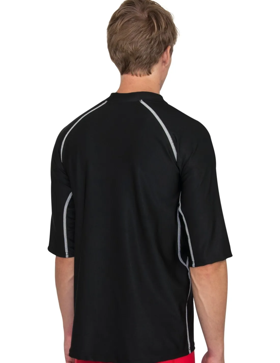Men's Chlorine Resistant Short Sleeve Rash Guard - Black