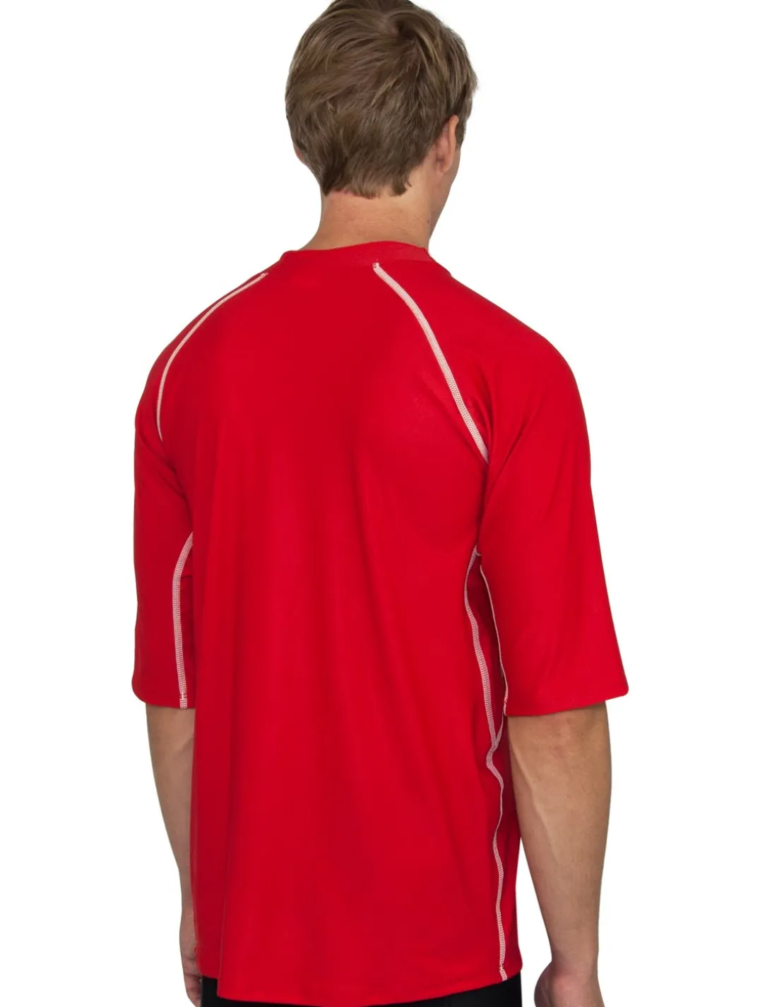 Men's Chlorine Resistant Short Sleeve Rash Guard - Red