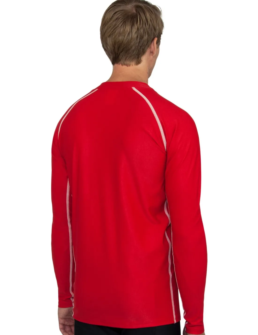 Men's Chlorine Resistant Long Sleeve Zip Rash Guard - Red