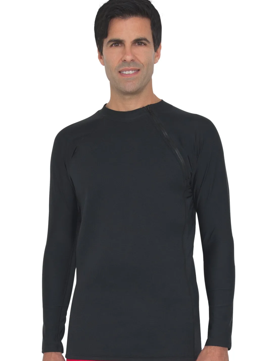 Men's Hybrid Thermal Zip Rash Guard - Black