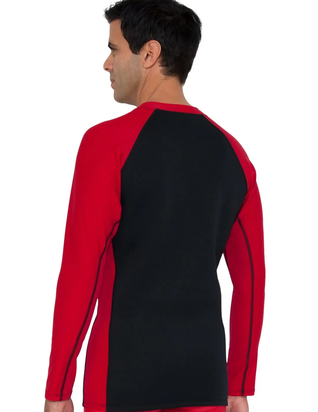 Men's Hybrid Thermal Zip Rash Guard - Black / Red