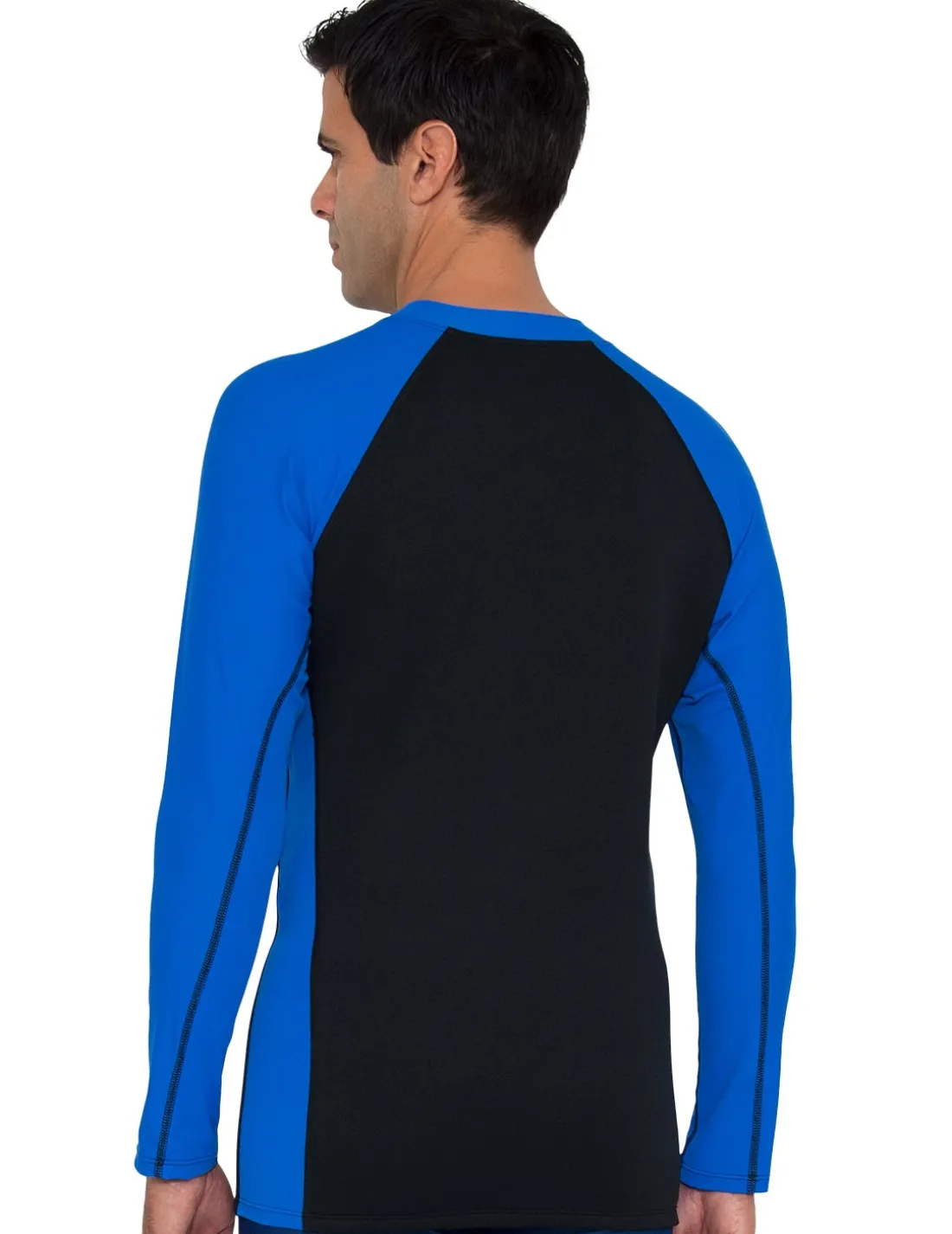 Men's Hybrid Thermal Zip Rash Guard - Black / Royal