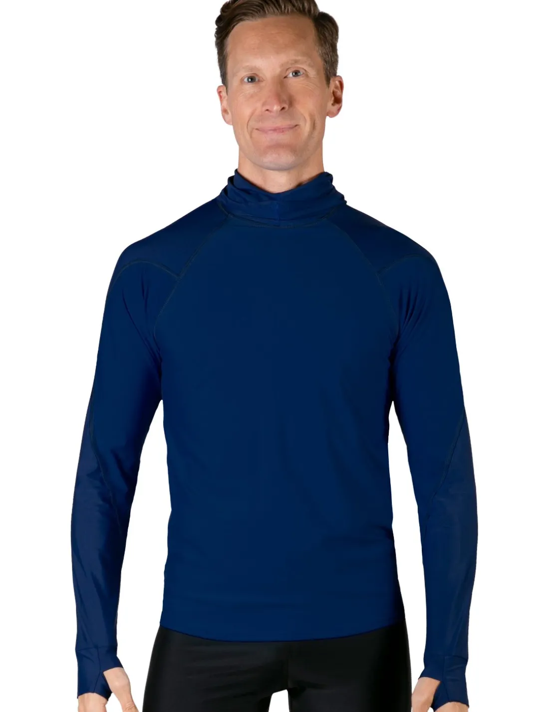 Men's Swim Crest Rash Guard with Fitted Hoodie - Navy
