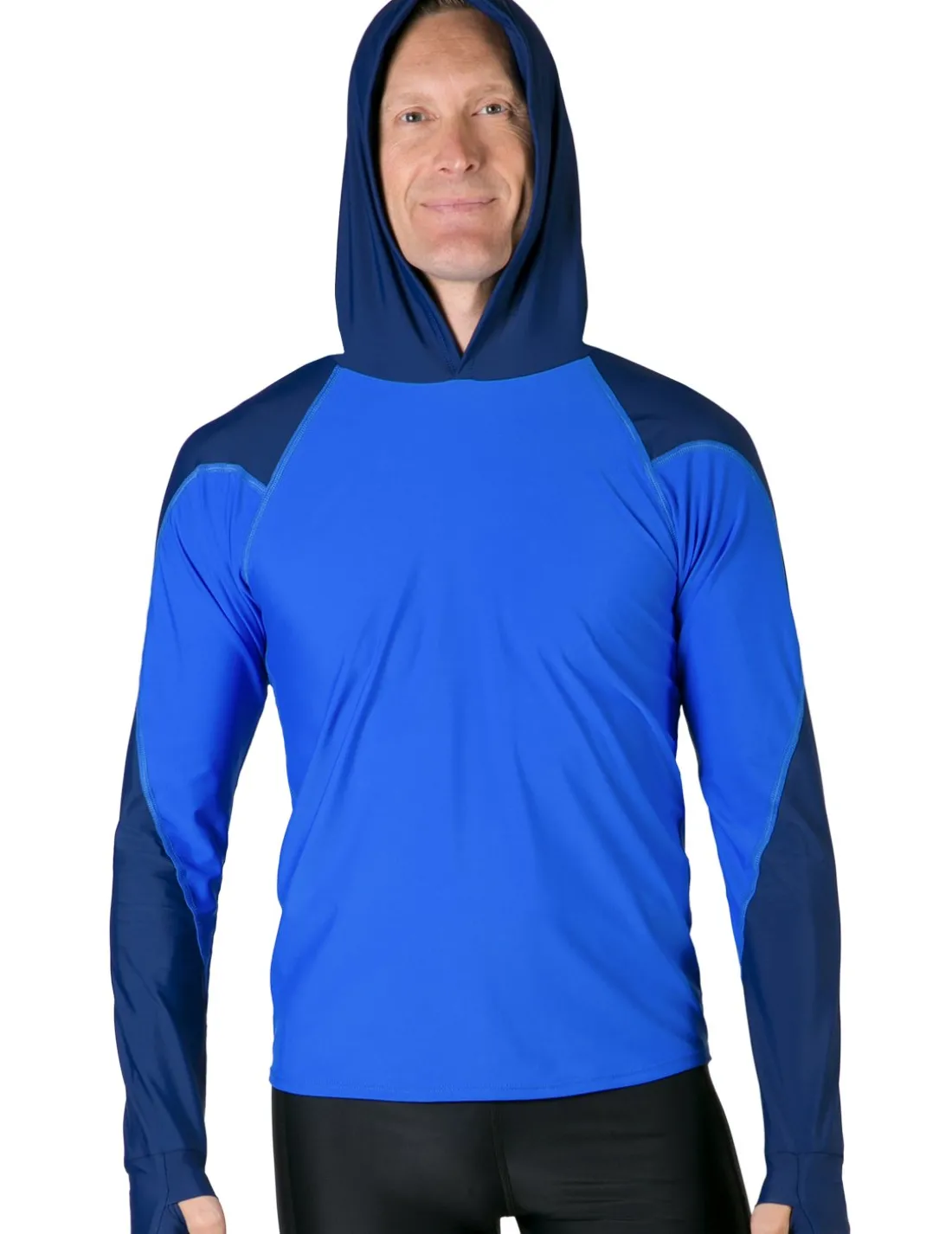 Men's Swim Crest Rash Guard Relaxed Hoodie - Royal / Navy