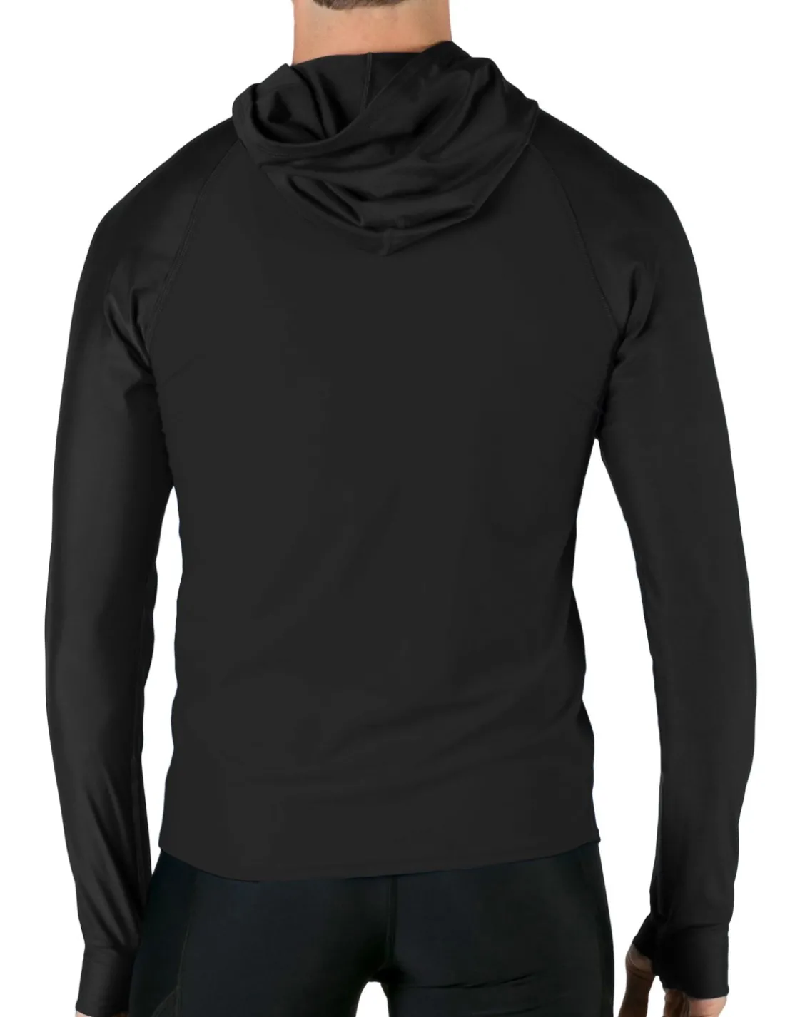 Men's Swim Crest Rash Guard with Relaxed Hoodie - Black