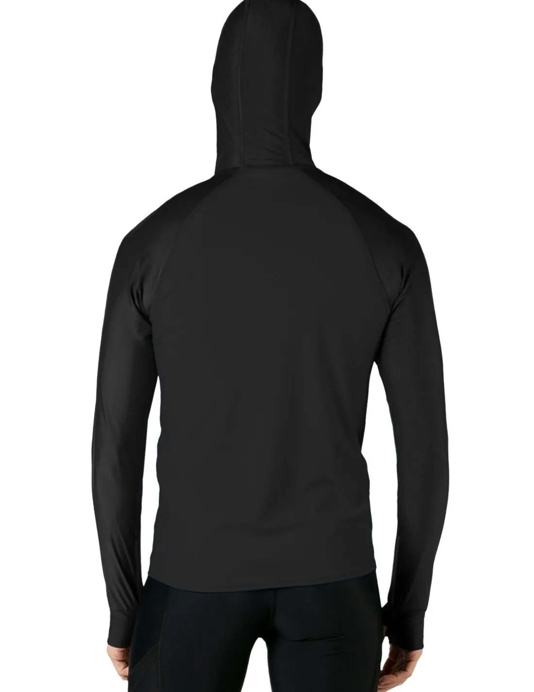 Men's Swim Crest Rash Guard with Fitted Hoodie - Black
