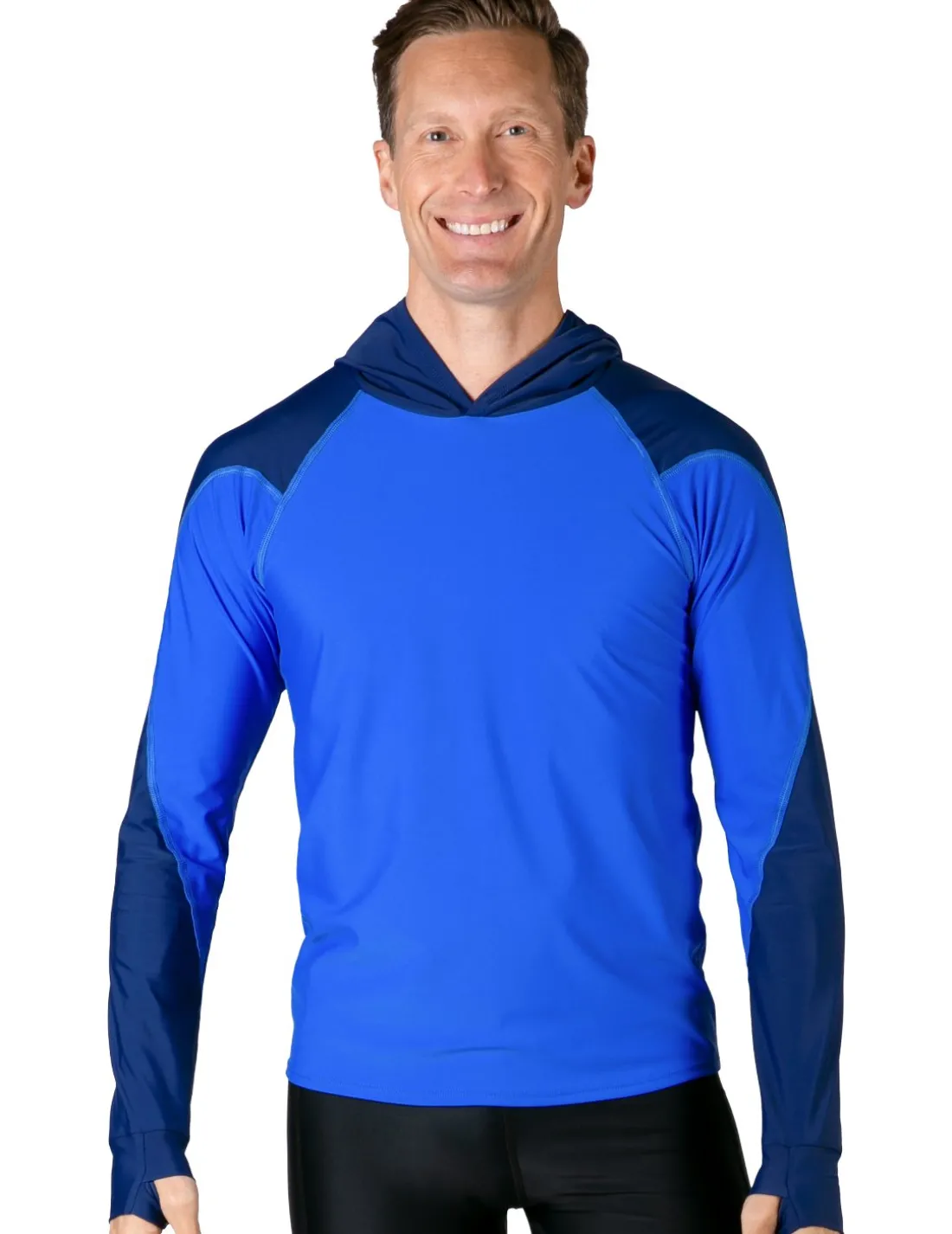 Men's Swim Crest Rash Guard Relaxed Hoodie - Royal / Navy