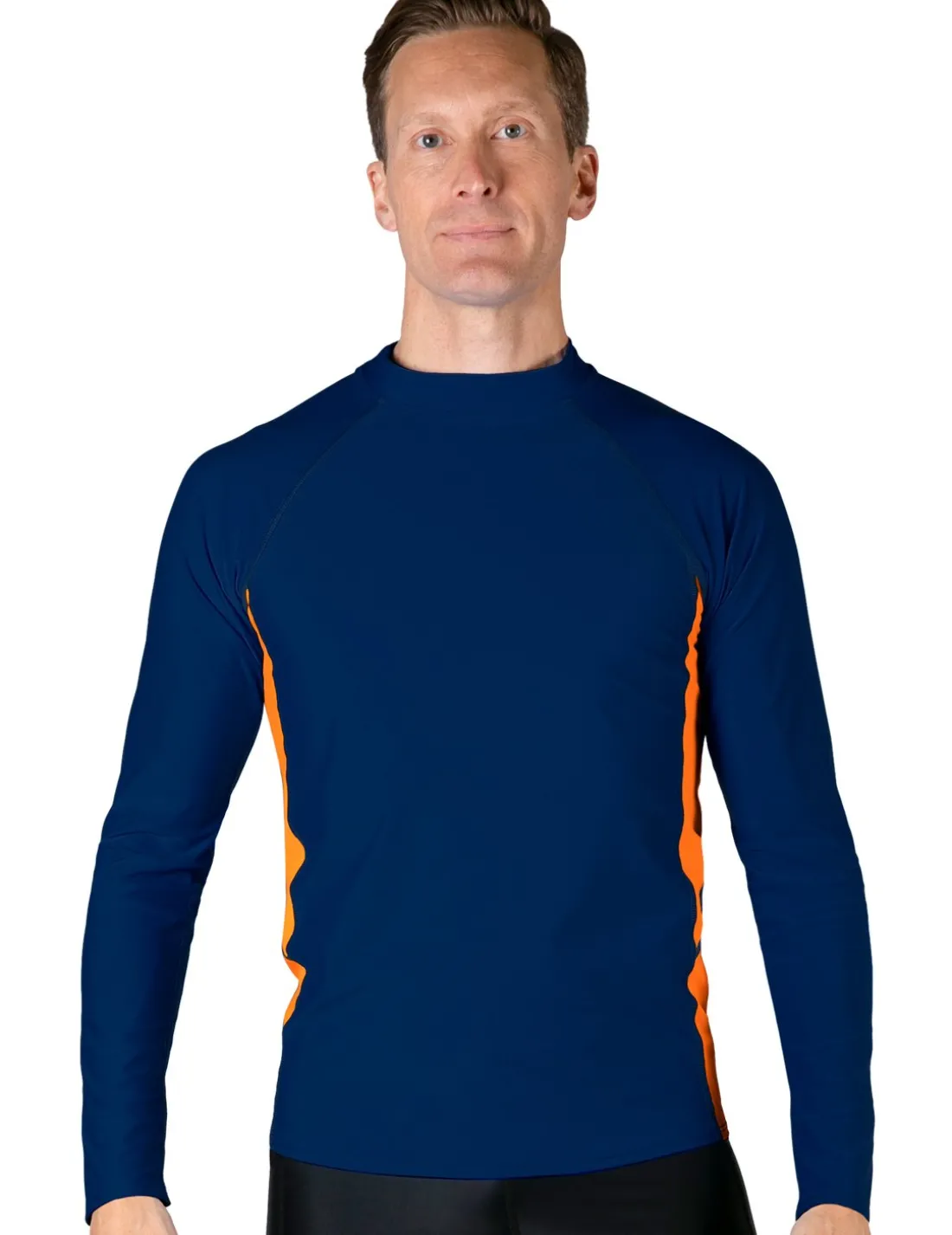 Men's Swim Performance Long Sleeve Rash Guard - Navy / Orange
