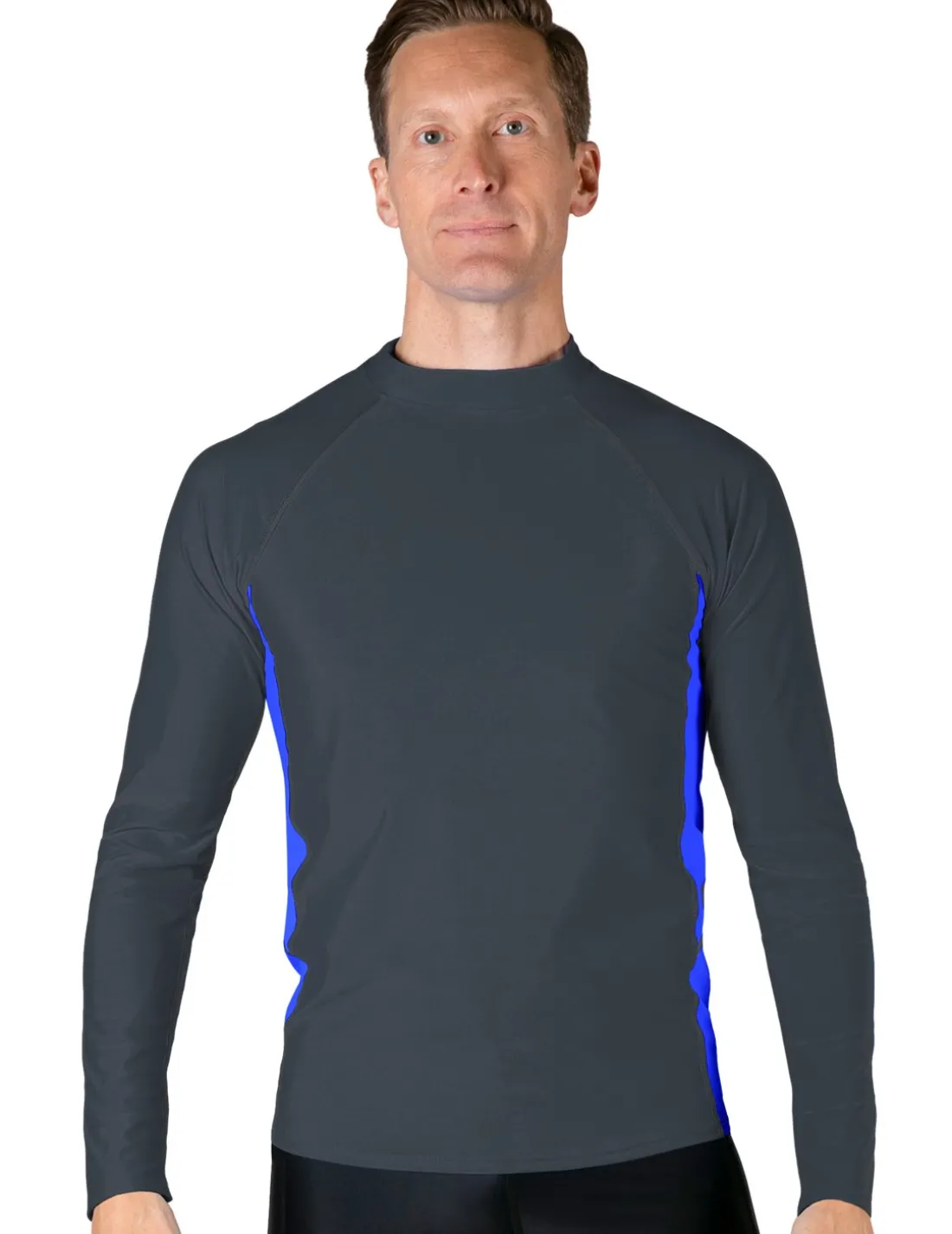 Men's Swim Performance Long Sleeve Rash Guard - Dark Gray / Royal