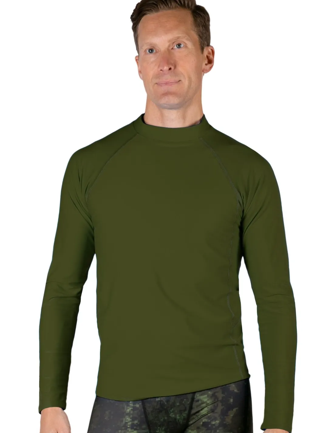 Men's Swim Performance Long Sleeve Rash Guard - Olive