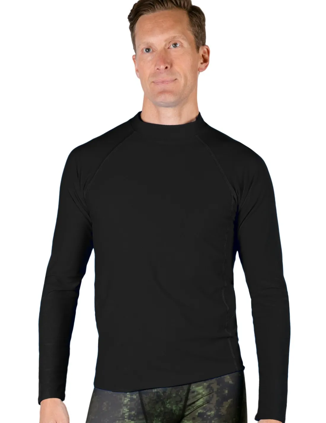 Men's Swim Performance Long Sleeve Rash Guard - Black