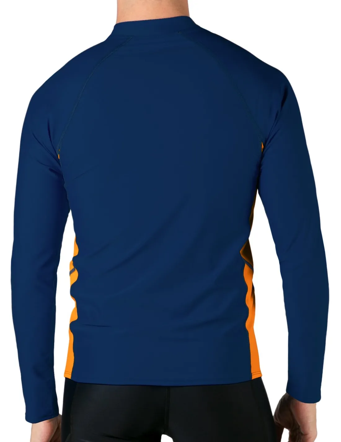 Men's Swim Performance Long Sleeve Rash Guard - Navy / Orange