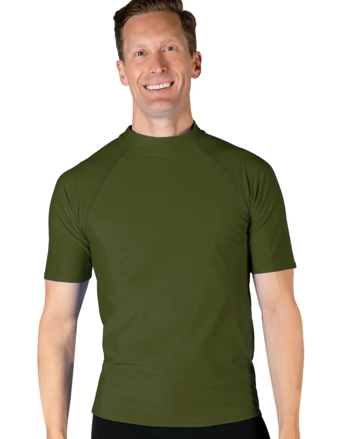 Men's Swim Performance Short Sleeve Rash Guard - Olive