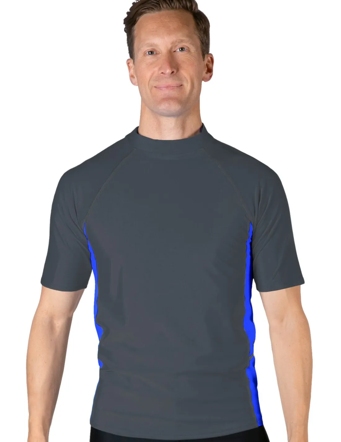 Men's Swim Performance Short Sleeve Rash Guard - Dark Gray / Royal