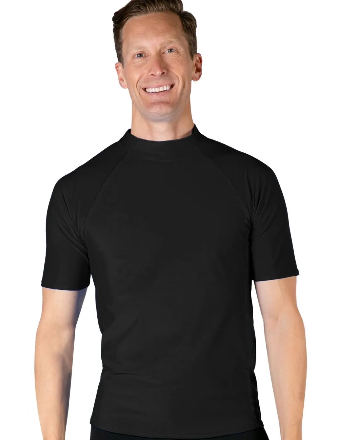 Men's Swim Performance Short Sleeve Rash Guard - Black