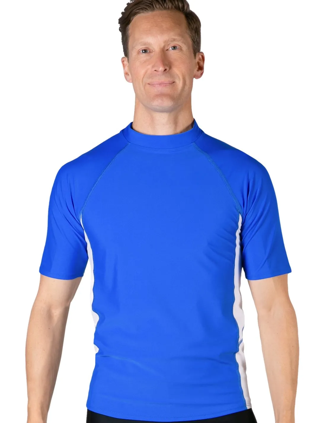 Men's Swim Performance Short Sleeve Rash Guard - Royal / White