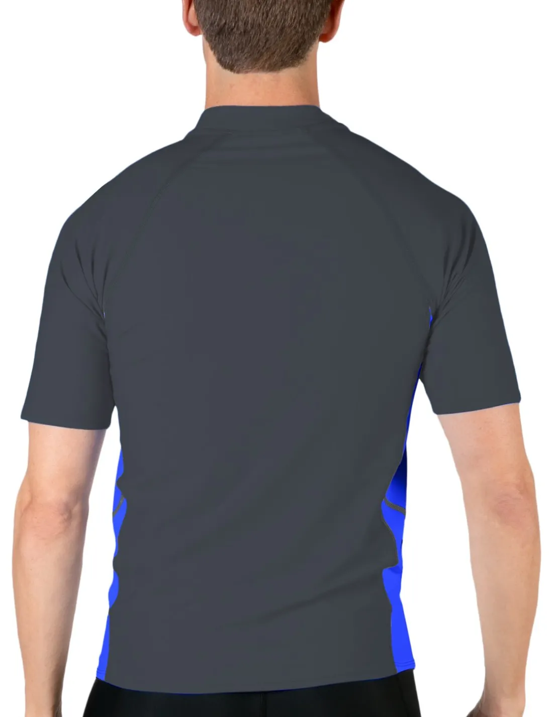 Men's Swim Performance Short Sleeve Rash Guard - Dark Gray / Royal