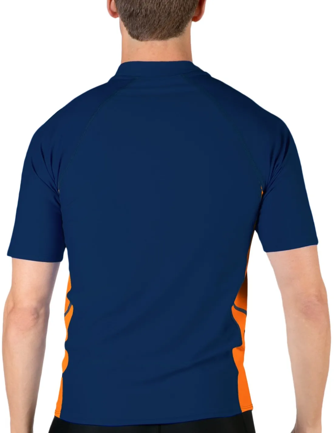 Men's Swim Performance Short Sleeve Rash Guard - Navy / Orange