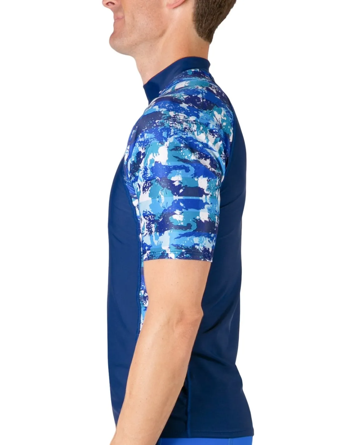 Men's Swim Performance Short Sleeve Rash Guard - Navy / Blue Camo