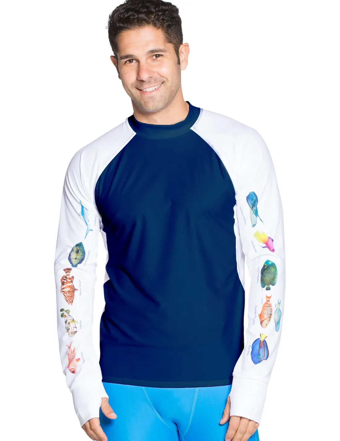 Men's Snorkel Caribbean Fish ID Rash Guard - Navy