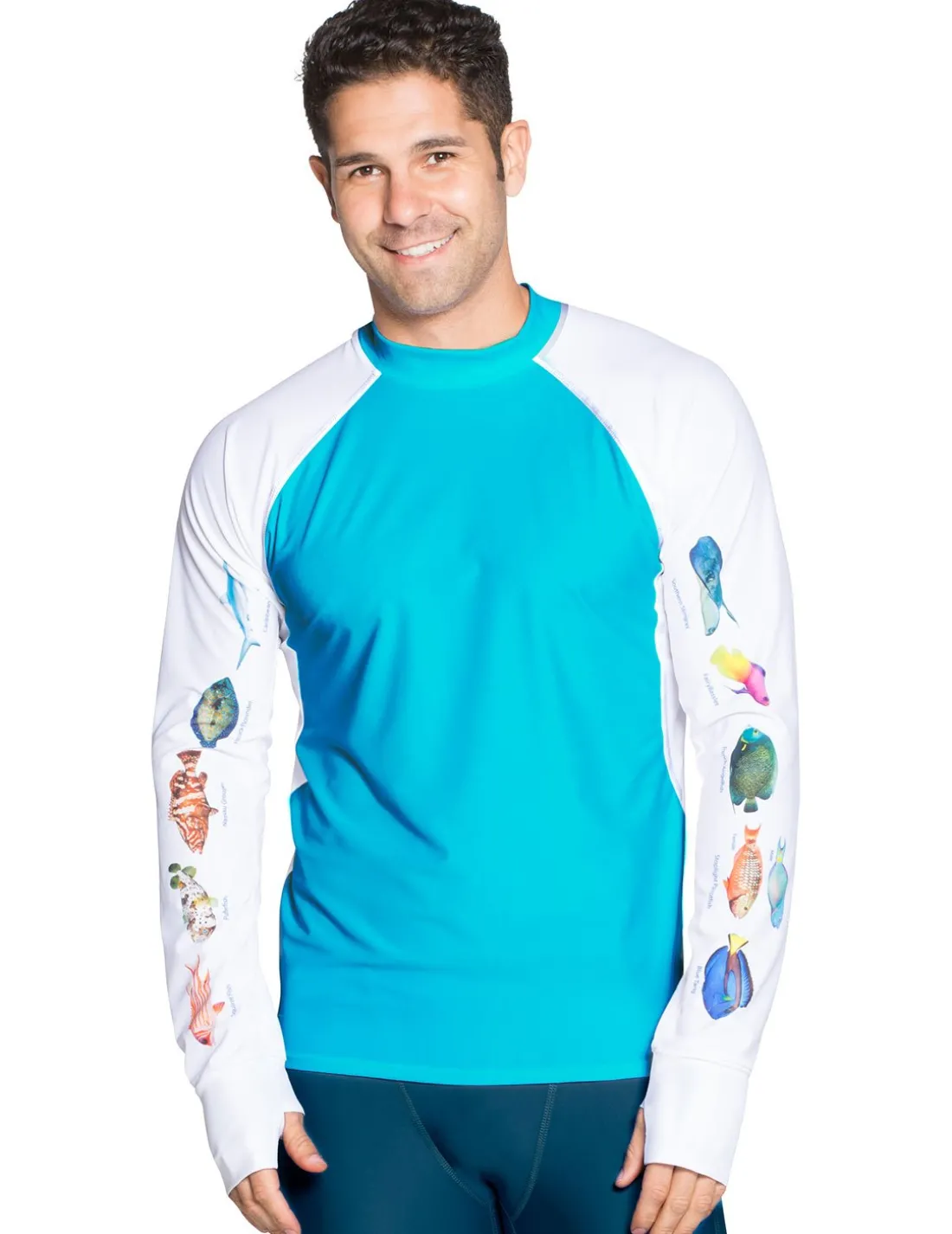 Men's Snorkel Caribbean Fish ID Rash Guard - Hawaii