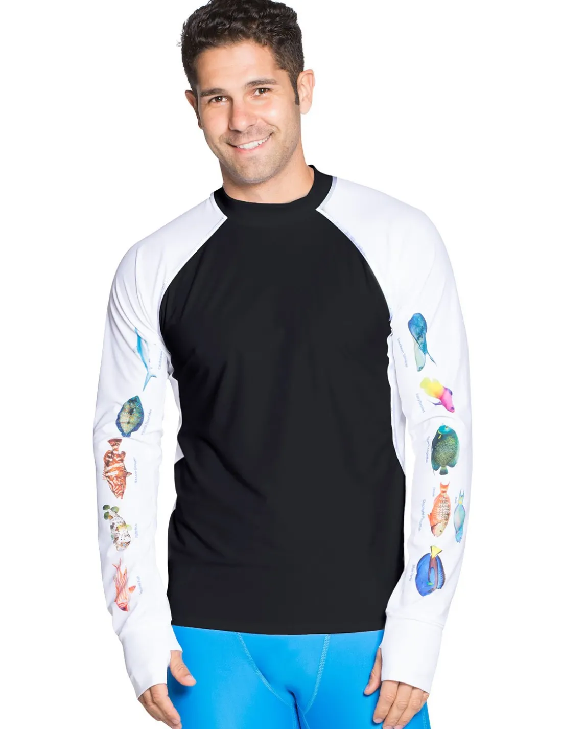 Men's Snorkel Caribbean Fish ID Rash Guard - Black