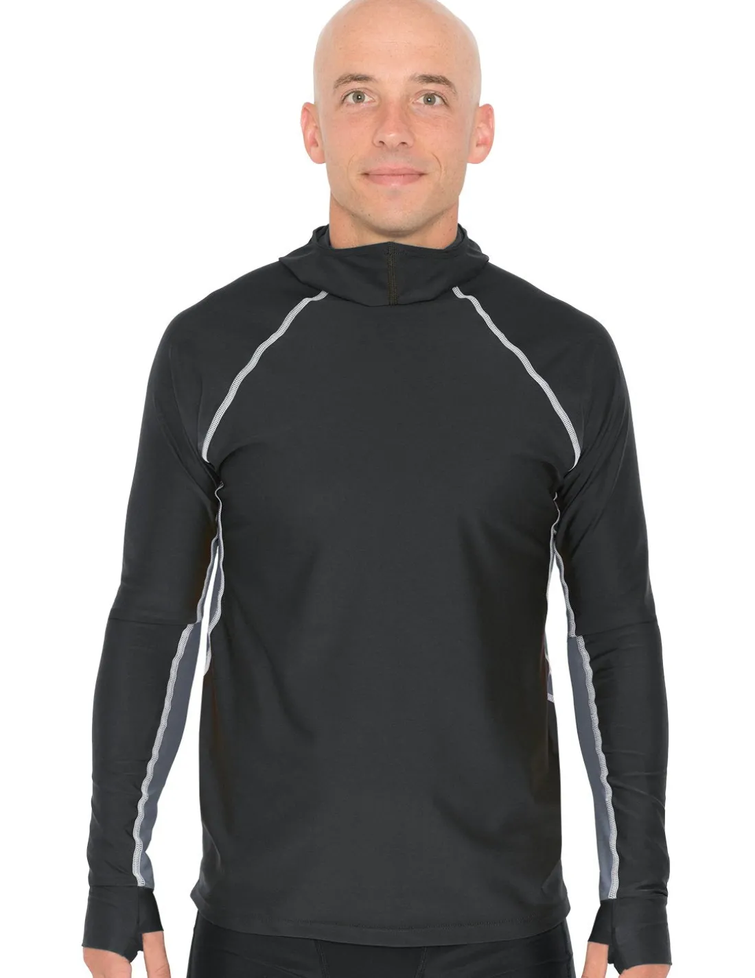 Men's Snorkel Hoodie Long Sleeve Rash Guard - Black / Gray