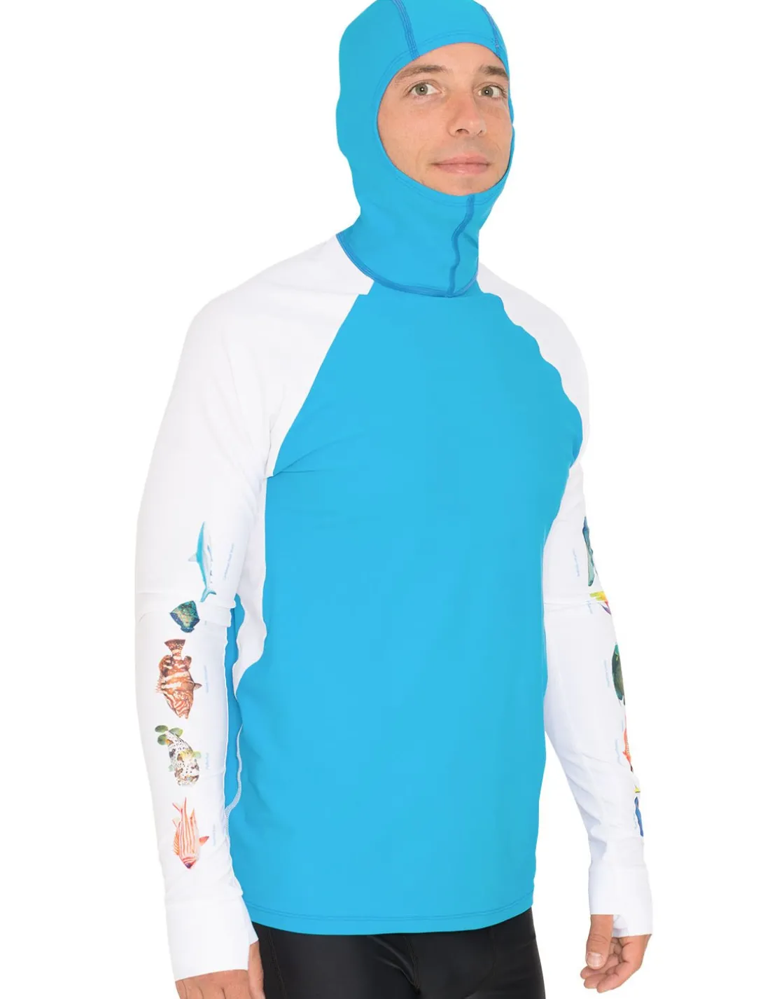 Men's Snorkel Hoodie Rash Guard - Caribbean Fish ID - Hawaii