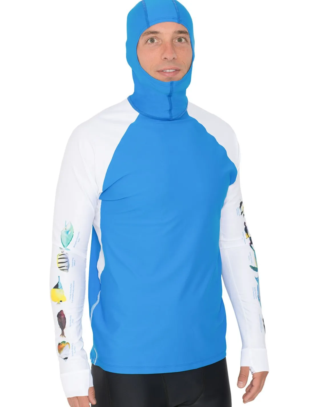 Men's Snorkel Hoodie Rash Guard - Hawaii Fish ID - White