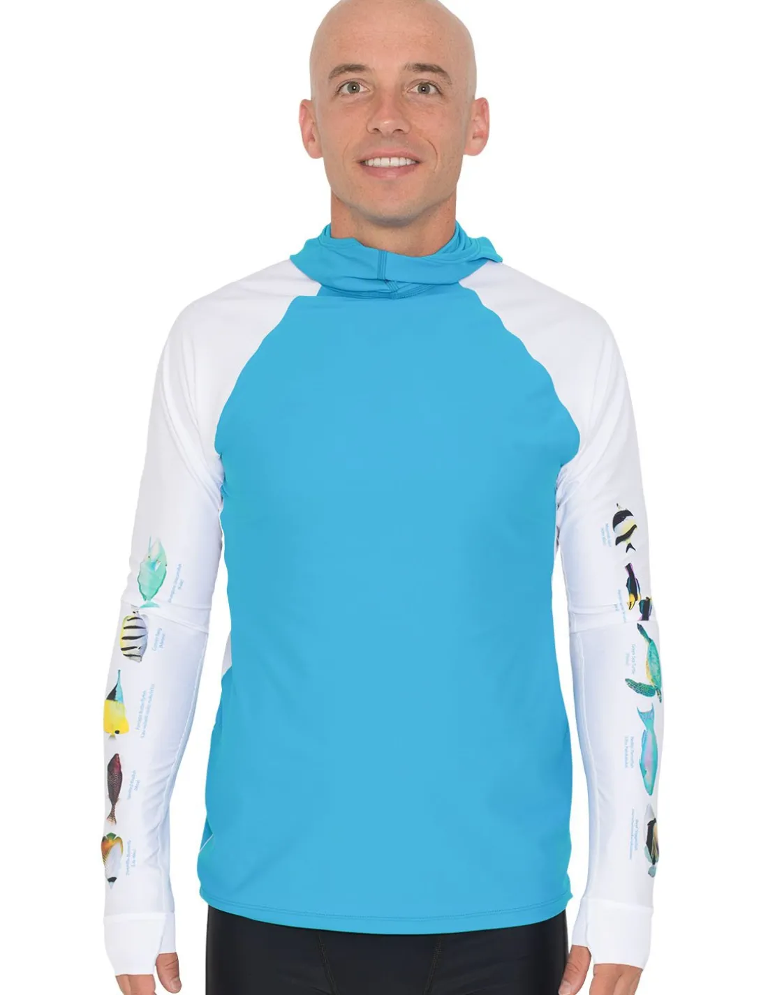 Men's Snorkel Hoodie Rash Guard - Hawaii Fish ID - Hawaii