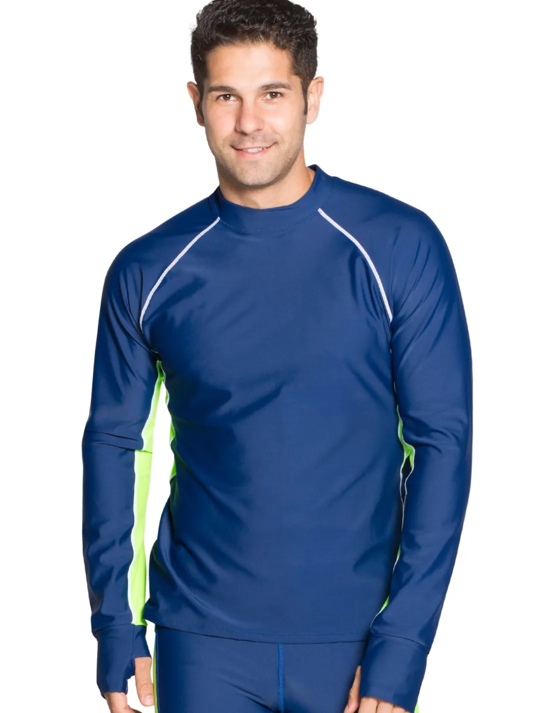 Men's Snorkel Long Sleeve Rash Guard - Navy / Neon Green