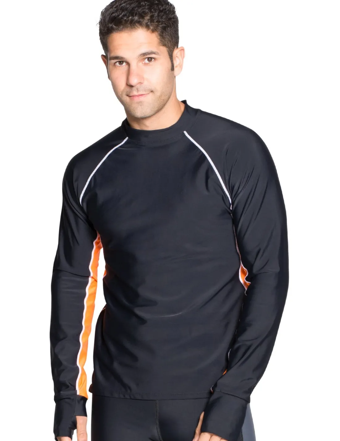 Men's Snorkel Long Sleeve Rash Guard - Black / Orange