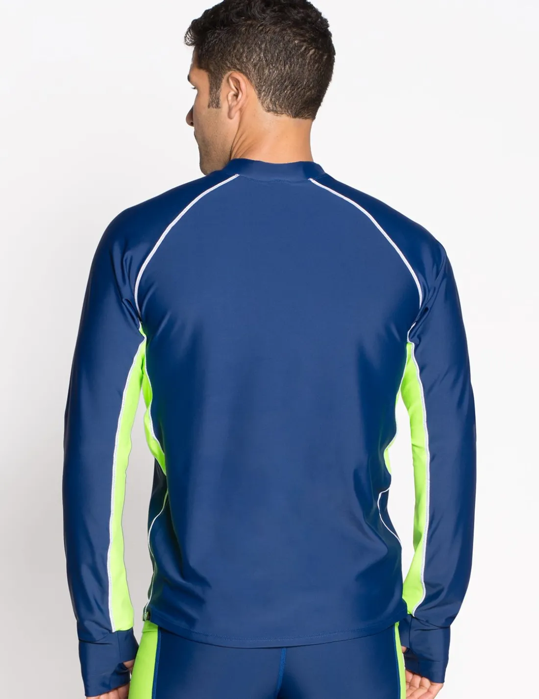 Men's Snorkel Long Sleeve Rash Guard - Navy / Neon Green