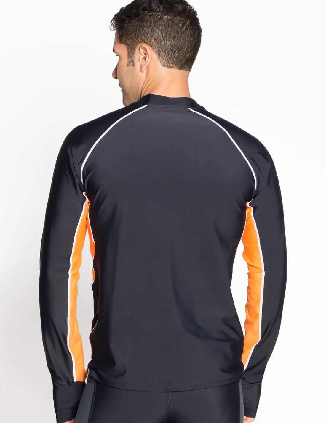 Men's Snorkel Long Sleeve Rash Guard - Black / Orange