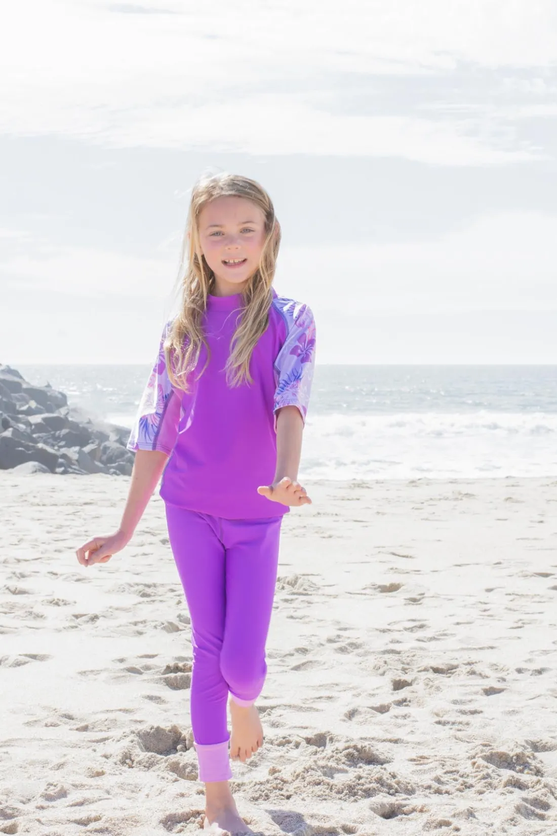 Seaside Rash Guard & Swim Legging - Malva