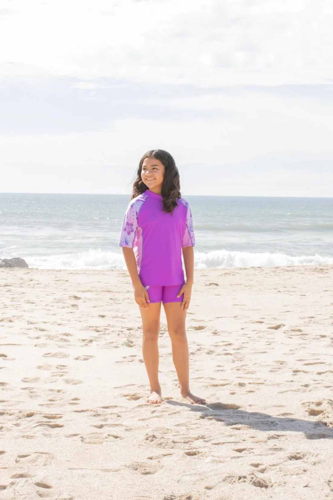 Seaside Short Sleeve Rash Guard - Malva (MADE IN USA)