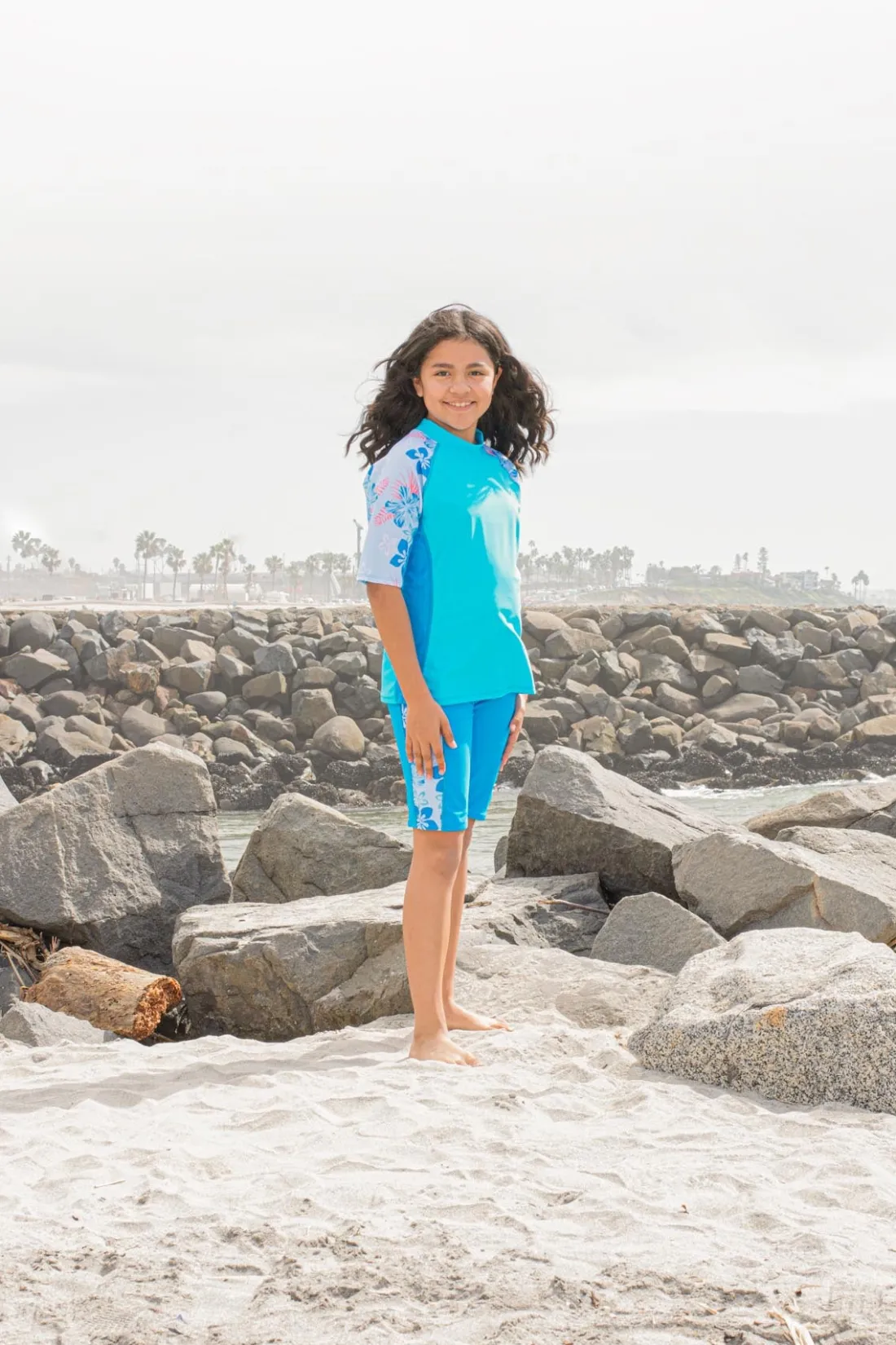 Seaside Short Sleeve Rash Guard - Celeste (MADE IN USA)