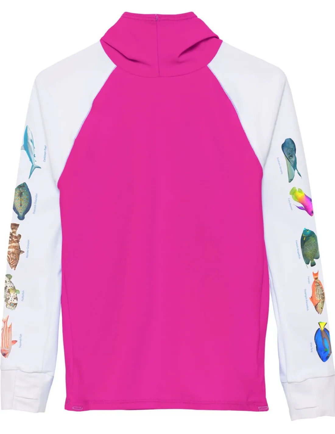 Snorkel Hoodie Rash Guard - Caribbean Fish ID - Fuchsia
