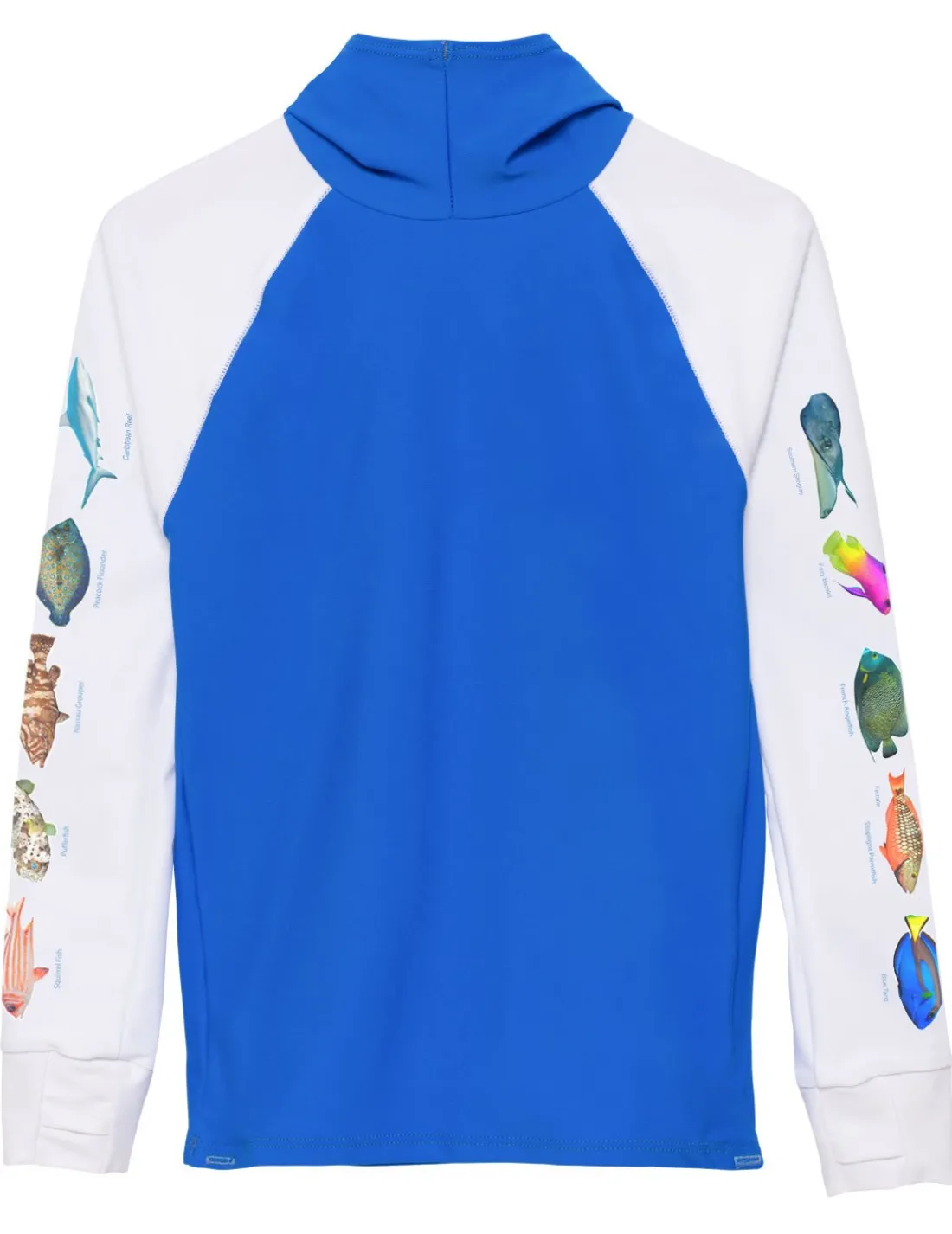 Snorkel Hoodie Rash Guard - Caribbean Fish ID - Royal