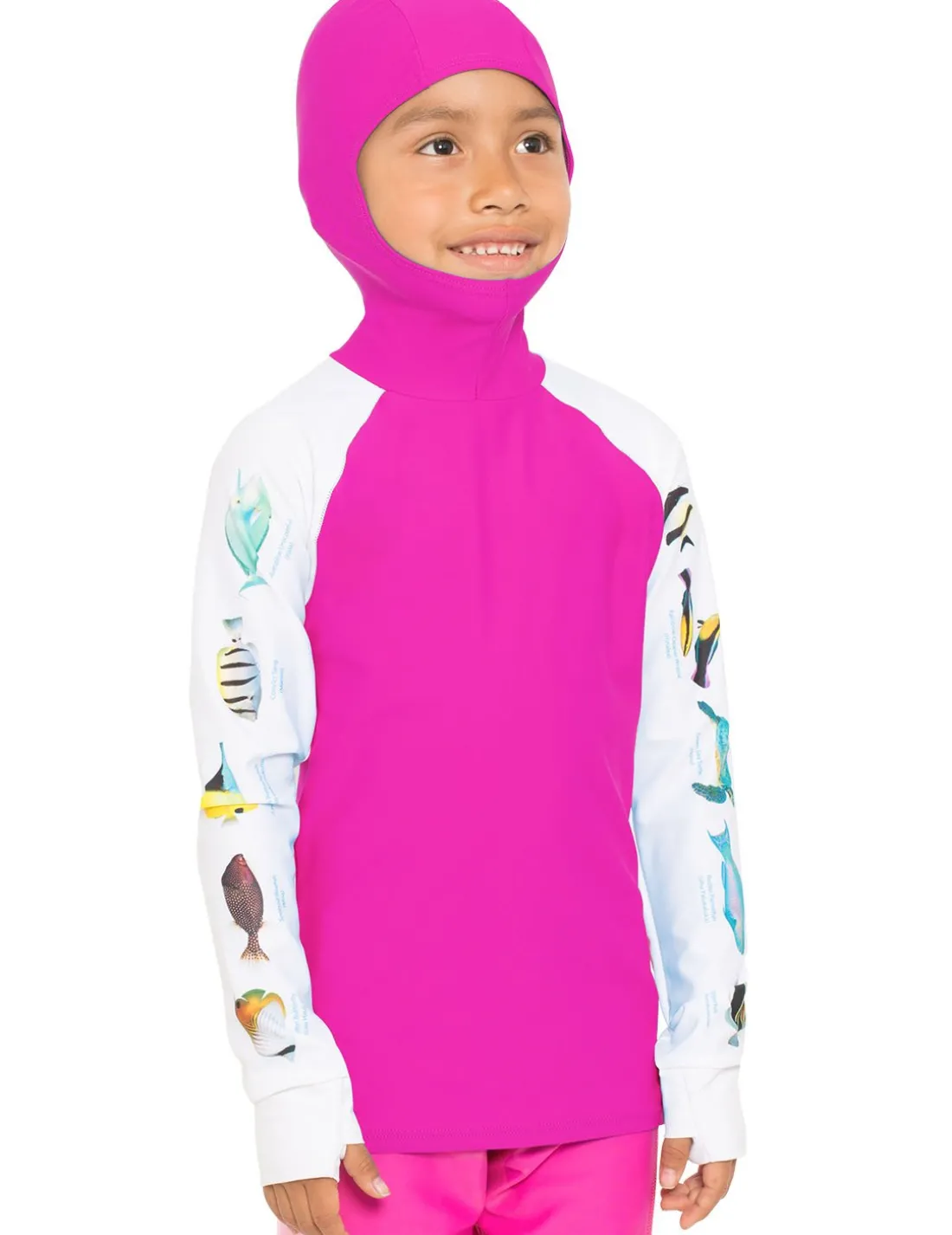 Snorkel Hoodie Rash Guard - Hawaii Fish ID - Fuchsia