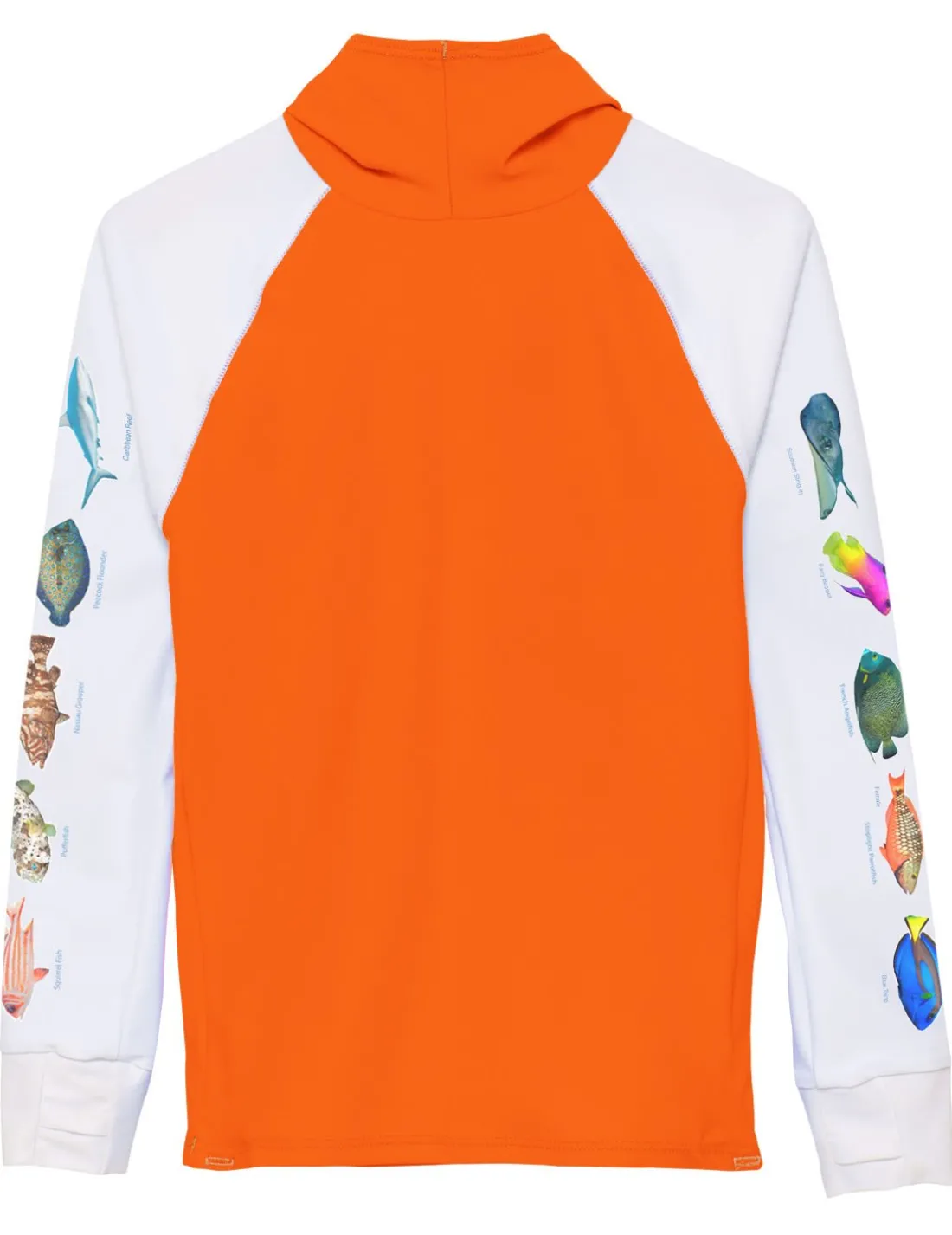 Snorkel Hoodie Rash Guard - Caribbean Fish ID - Orange