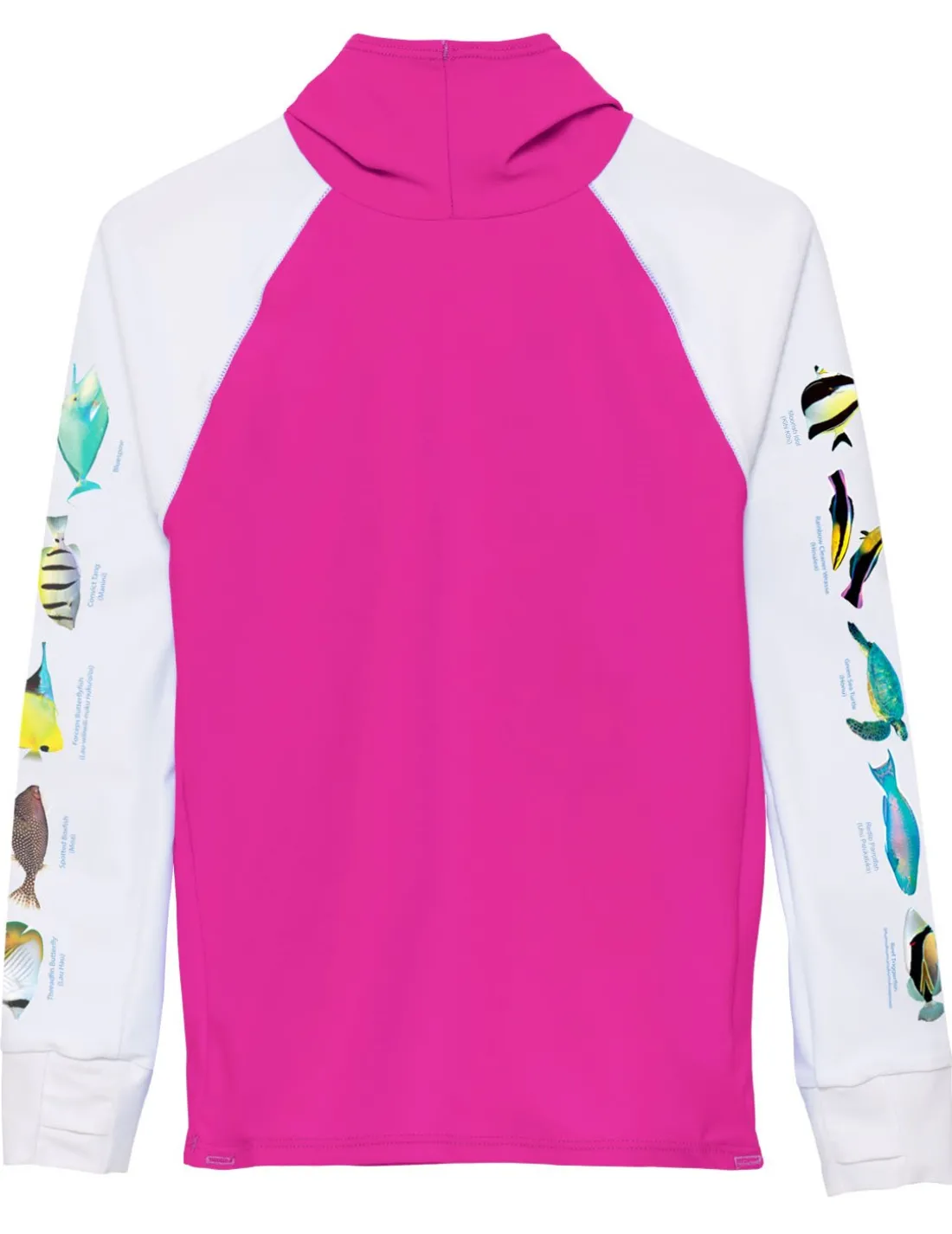 Snorkel Hoodie Rash Guard - Hawaii Fish ID - Fuchsia