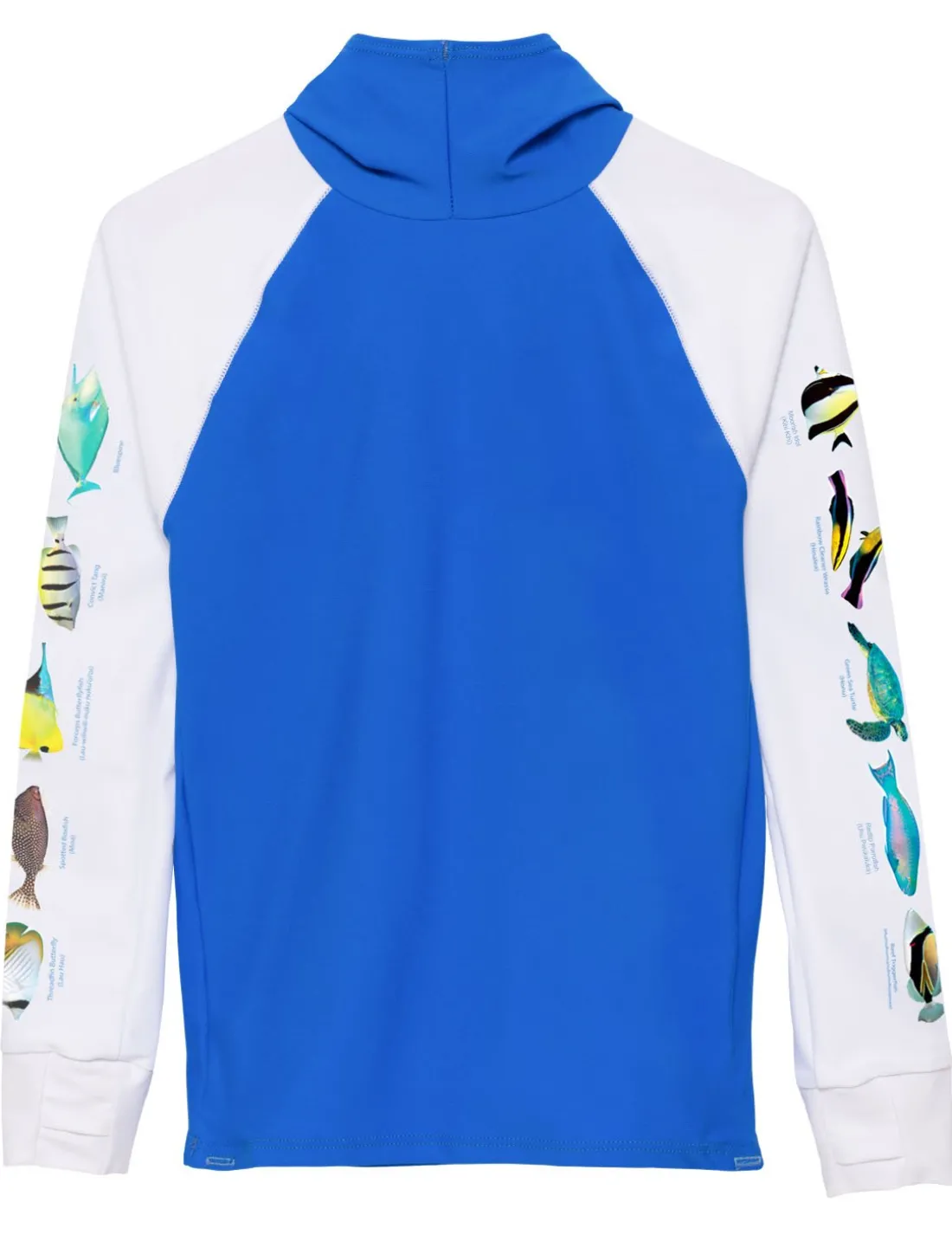 Snorkel Hoodie Rash Guard - Hawaii Fish ID - Royal