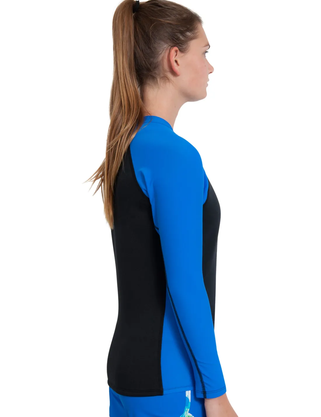 Women's Hybrid Thermal Zip Rash Guard - Black / Royal